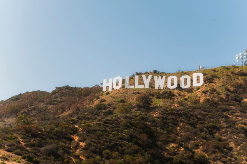 Hollywood Hills luxury hillside home with city views at night